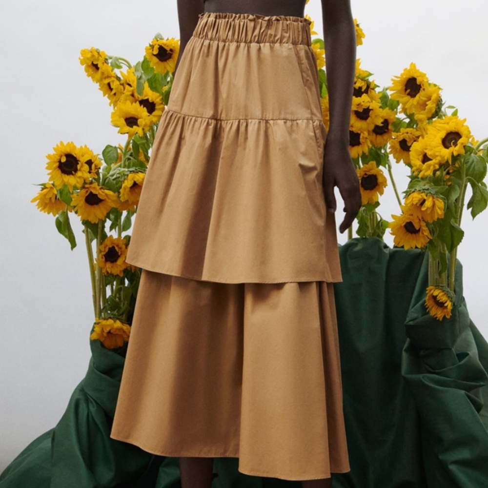 Zara tiered poplin skirt